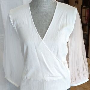 NY & CO Elegant White Wrap Sweater